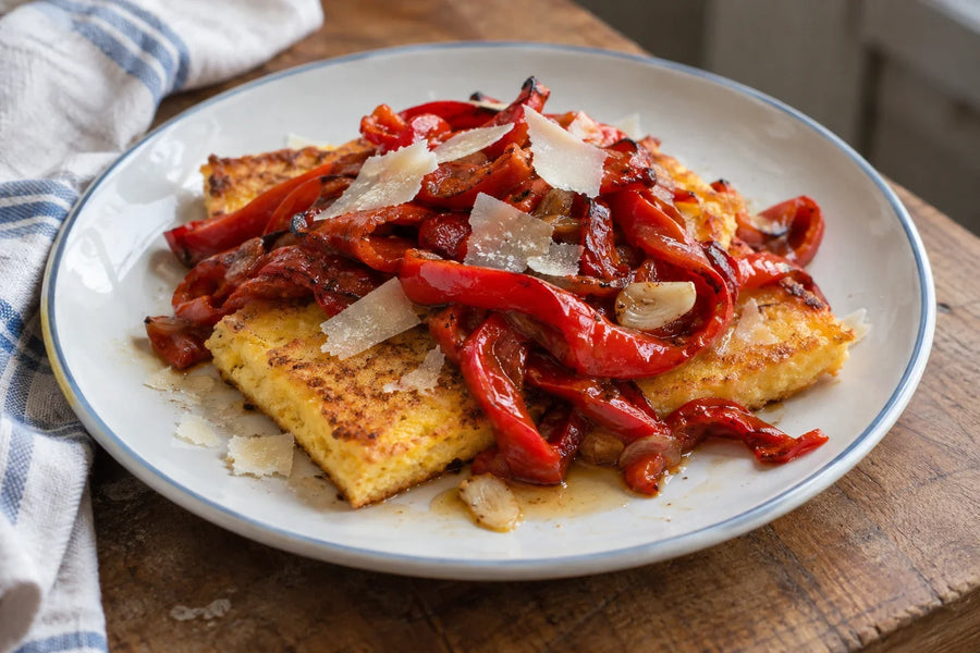 Jimmy Nardello Peppers with Crispy Polenta