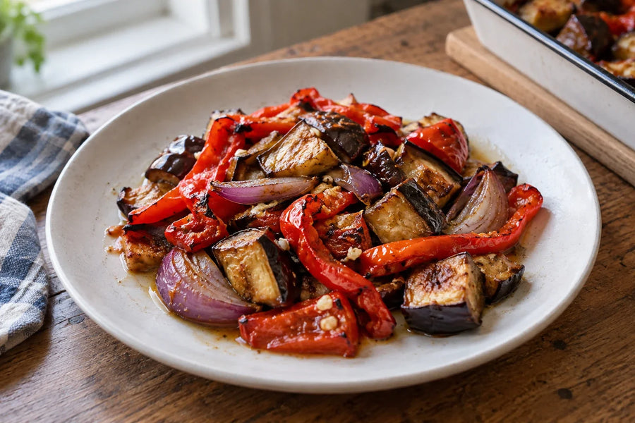 Ajvarski Pepper and Eggplant Tray Bake