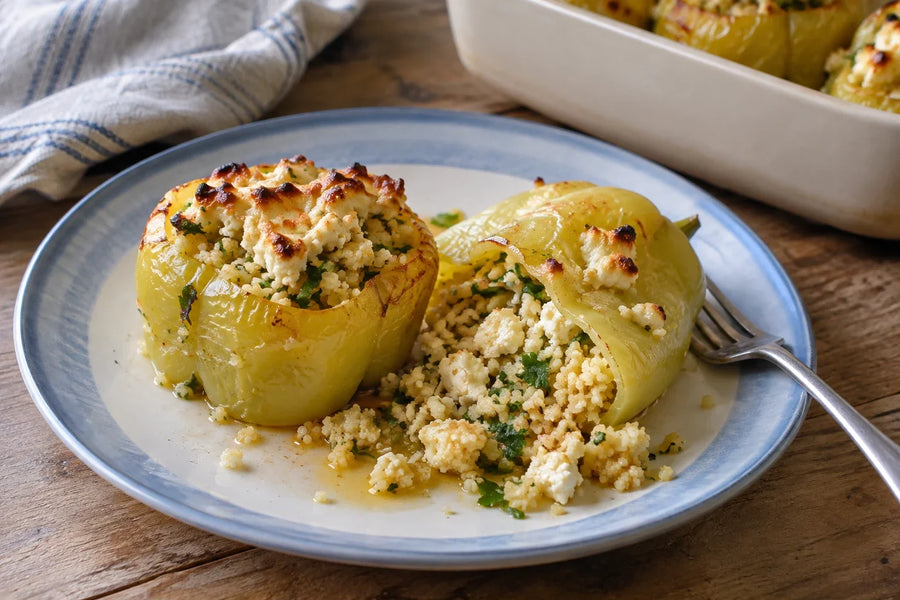 Hungarian Cheese Peppers with Herbed Couscous