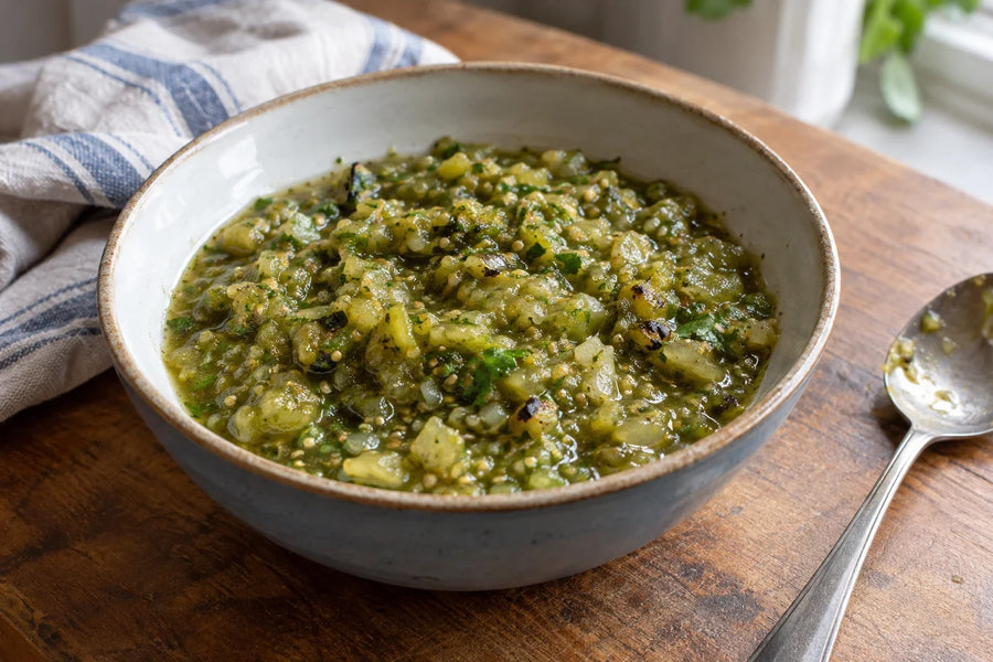 Roasted Tomatillo and Poblano Salsa Verde