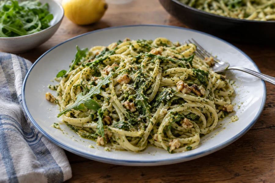 Pâtes au pesto de roquette et citron
