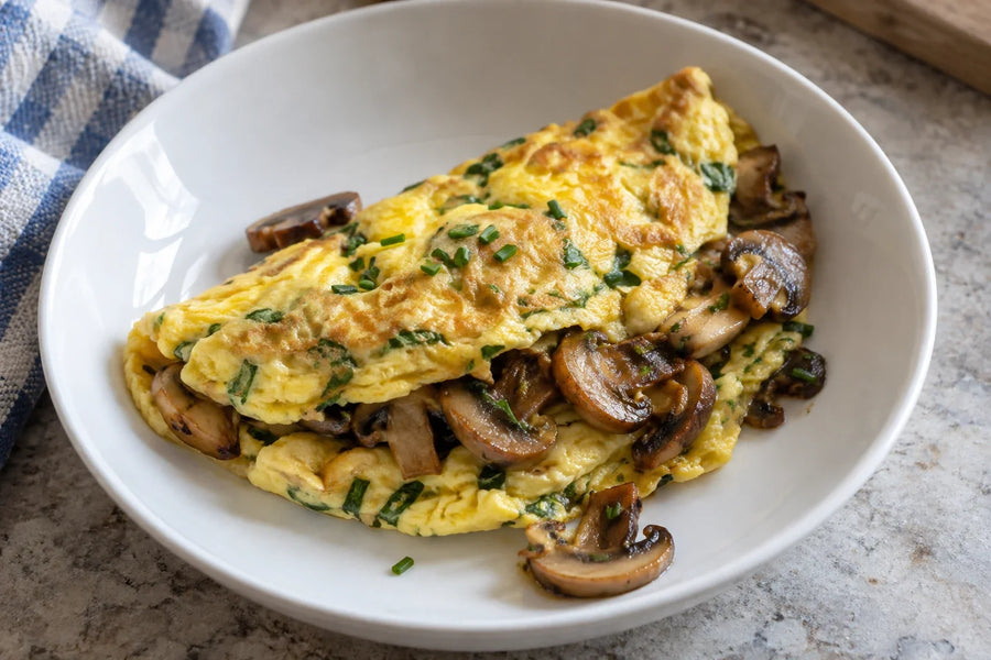 Omelette aux champignons et à la ciboulette chinoise