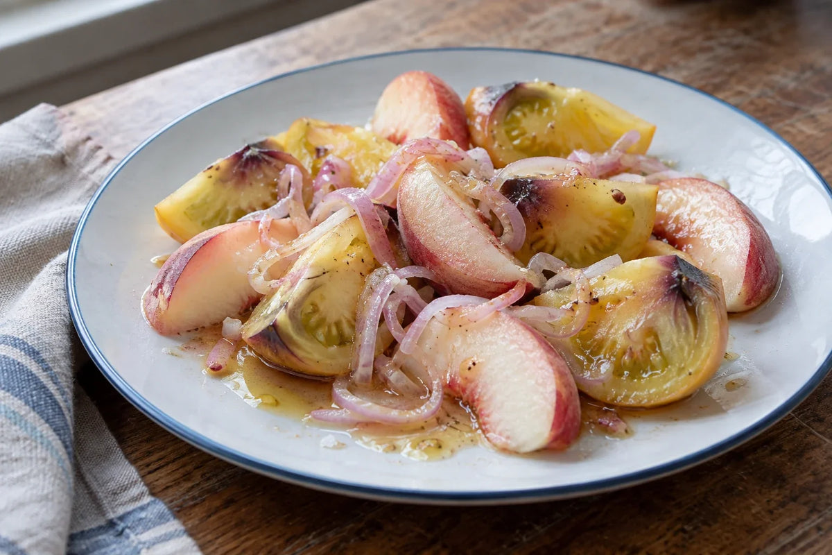 Sart Roloise Tomato and White Peach Salad