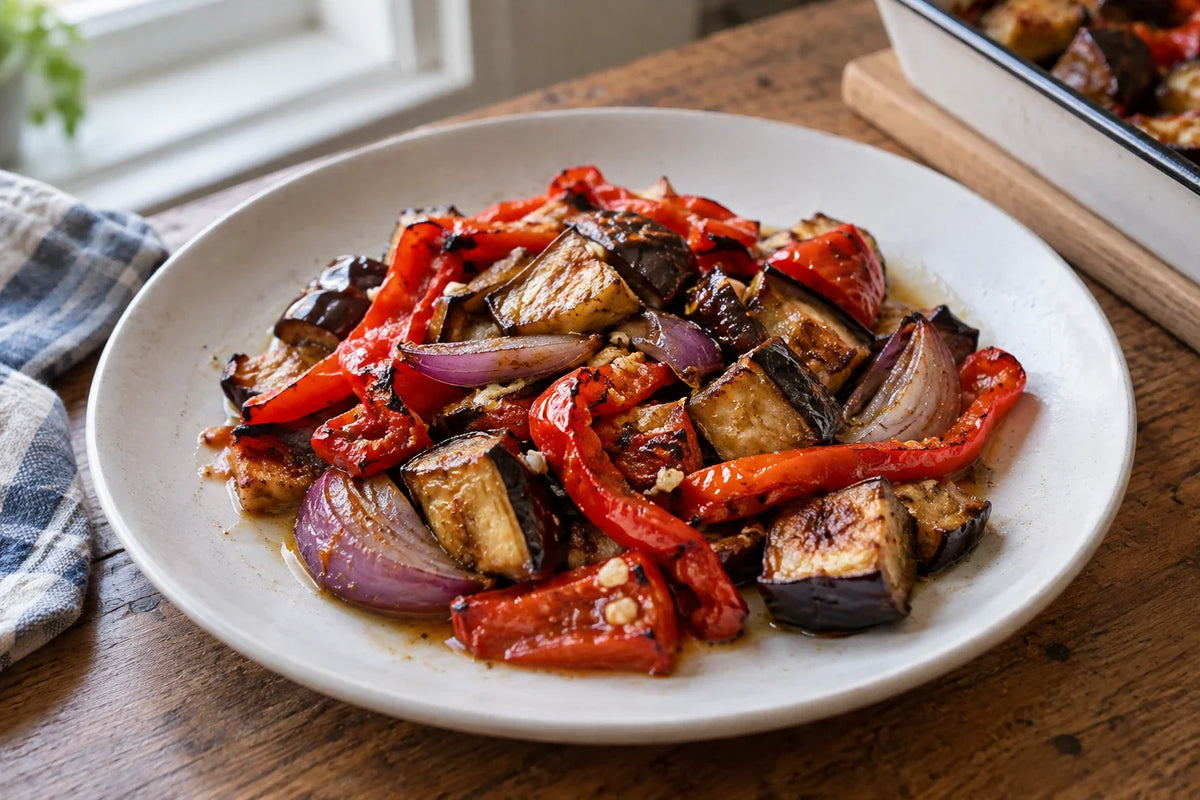Ajvarski Pepper and Eggplant Tray Bake
