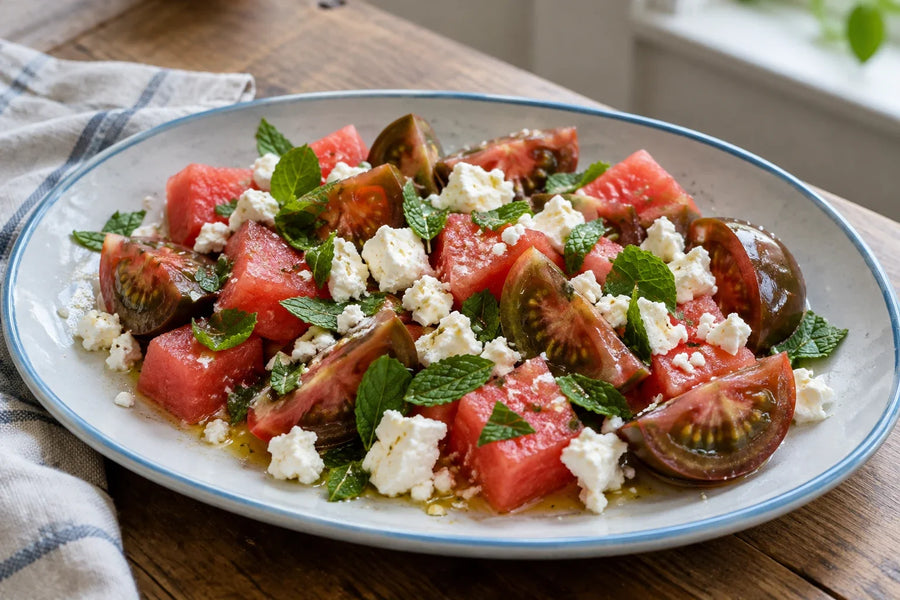 Black Beauty Tomato Watermelon Salad