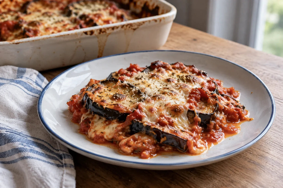 Gratin d’aubergines Rosa Bianca et de tomates