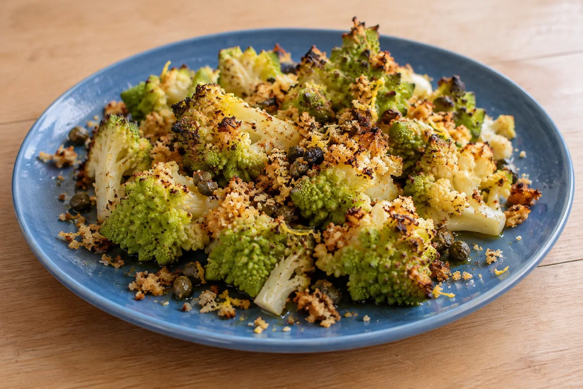 Roasted Romanesco with Caper Breadcrumbs