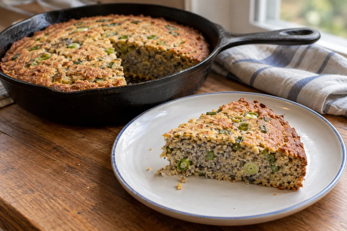 Blue Cornmeal Skillet Bread with Scallions