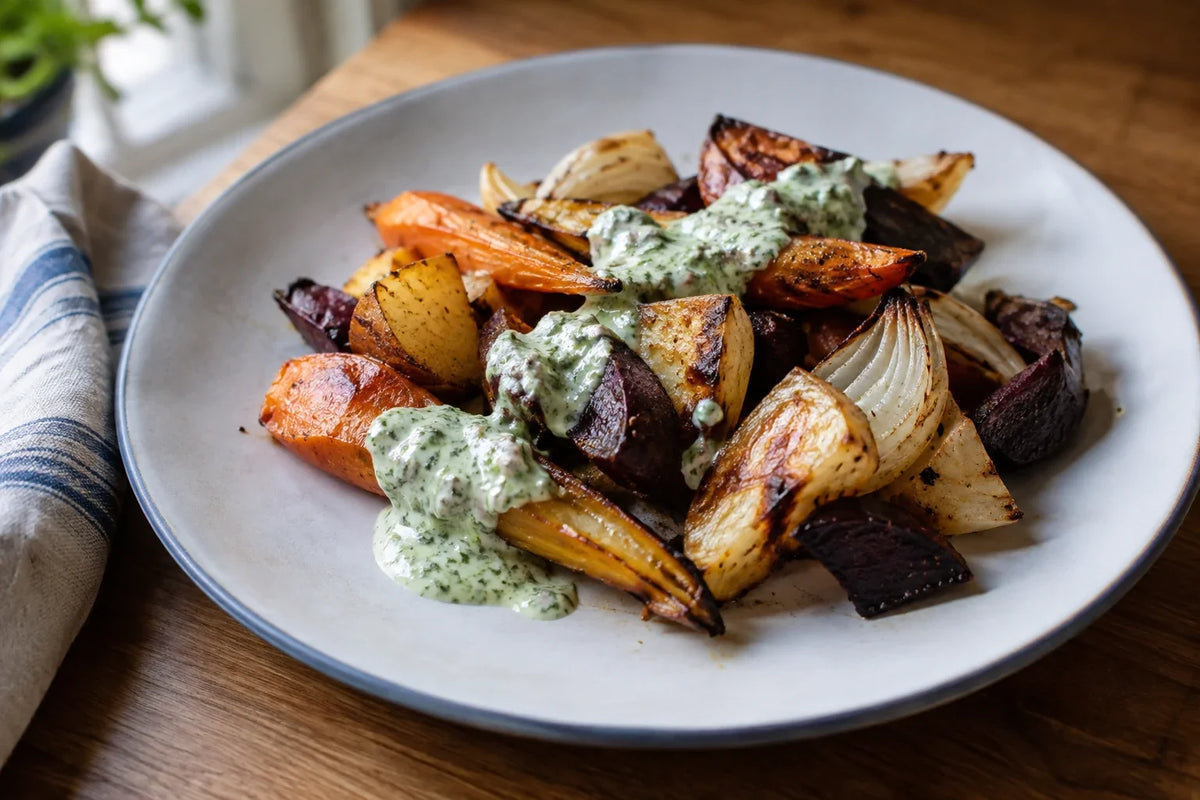 Sauce au yogourt et à l’oseille pour légumes rôtis