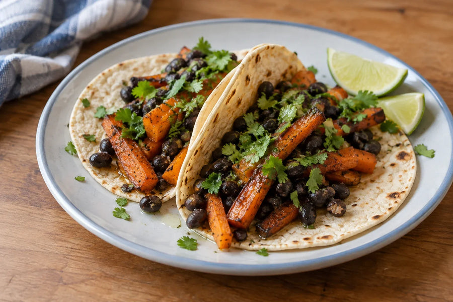 Tacos de carottes rôties à la coriandre et à la lime