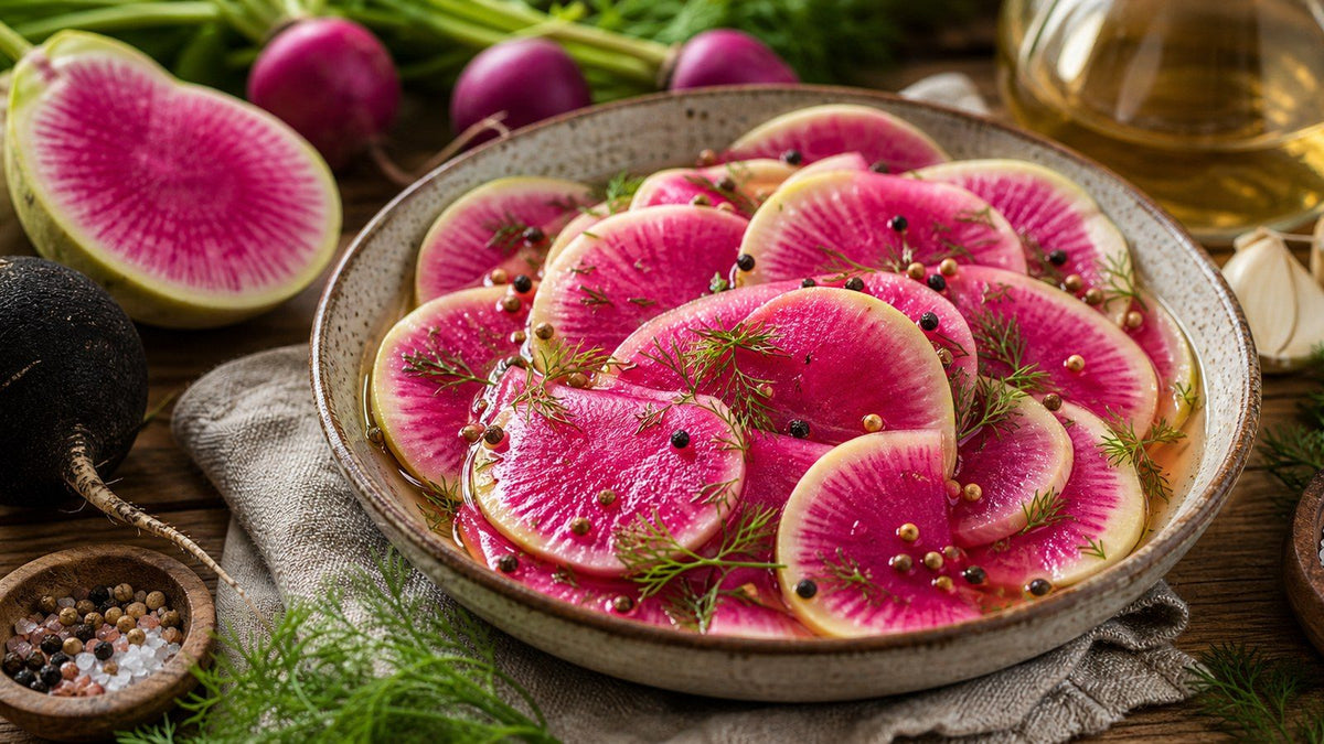 Watermelon Radish Quick Pickles