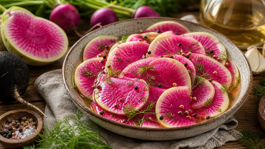 Watermelon Radish Quick Pickles