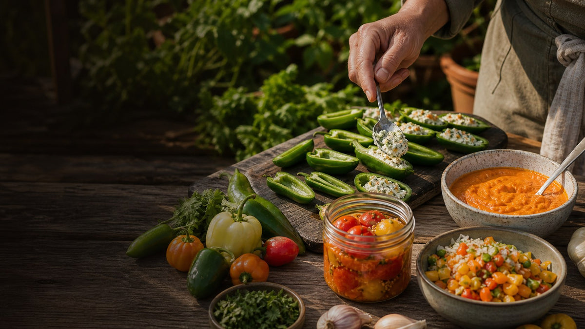 No-heat peppers harvested for salsa pickles stuffing and roasting