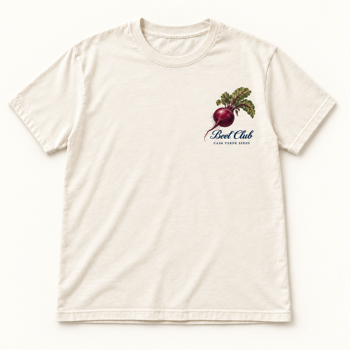 Beet Club T-Shirt — Individual shirt front view. Illustrative design preview; final fit and print placement may vary.