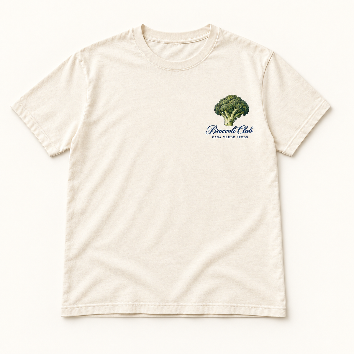 Broccoli Club T-Shirt — Individual shirt front view. Illustrative design preview; final fit and print placement may vary.