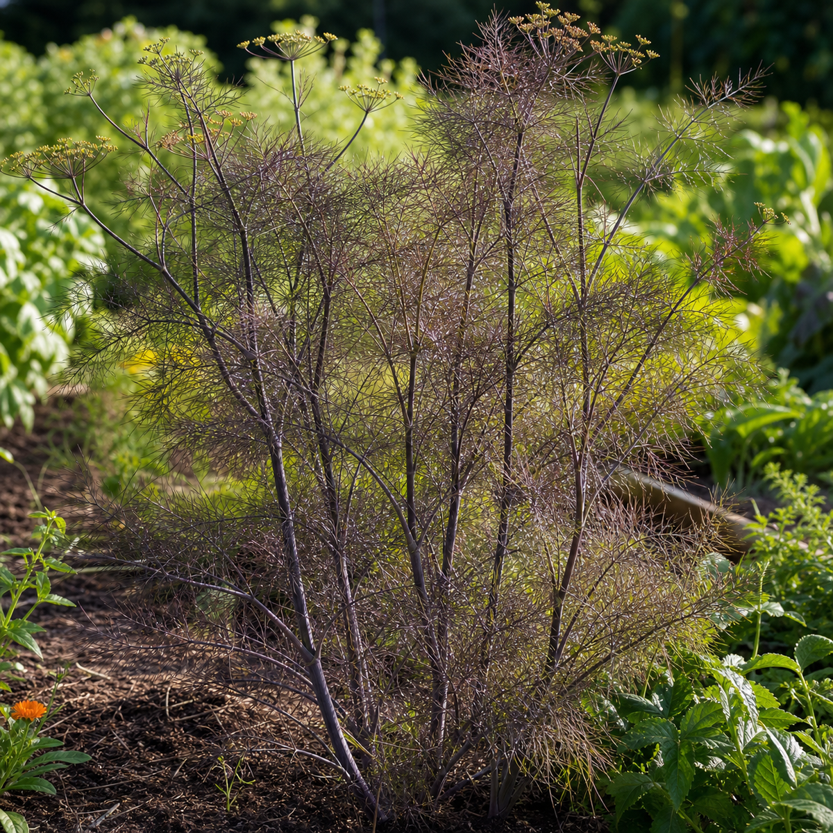 Bronze Fennel Seeds growing in the garden