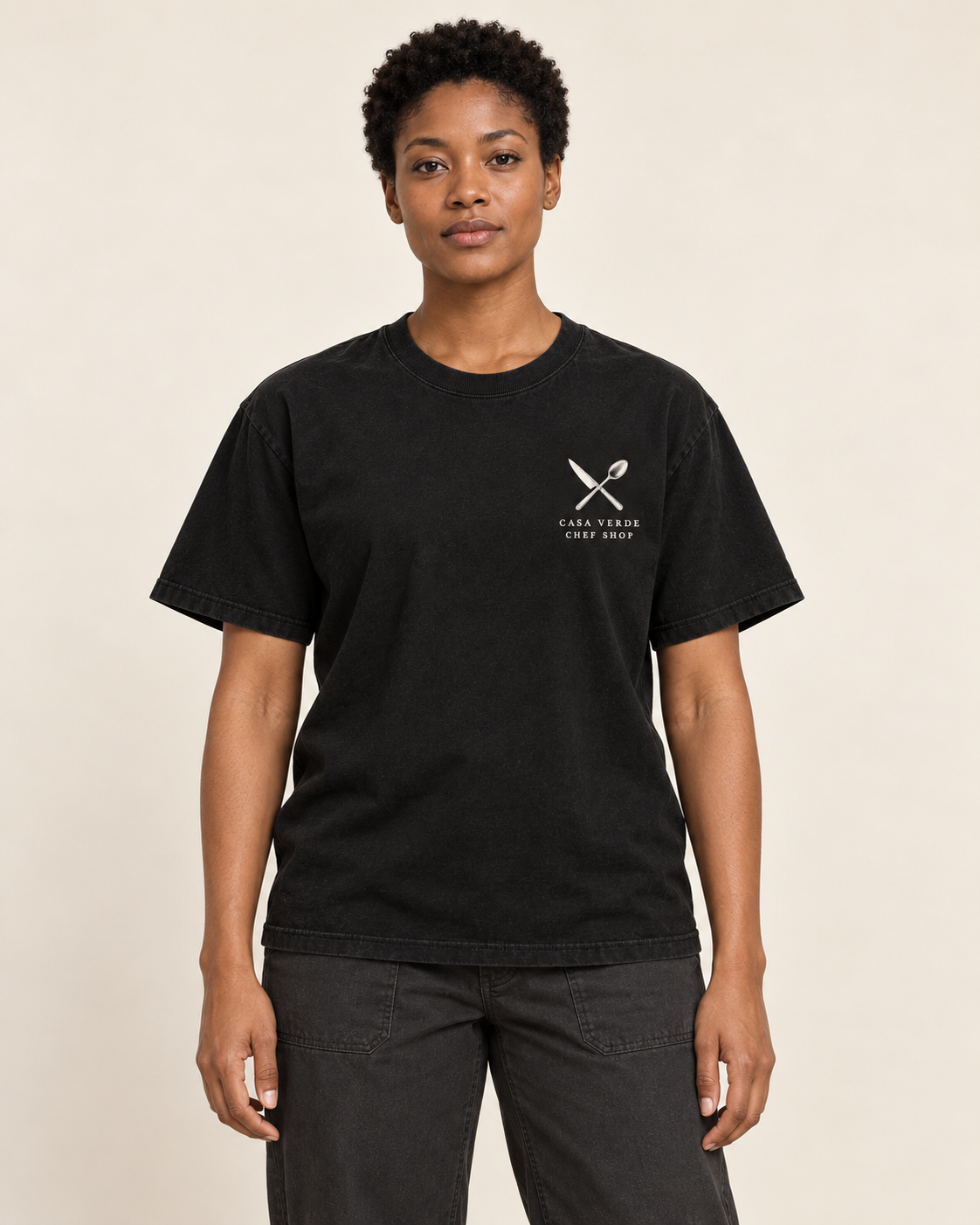 Anthony Bourdain Culinary Tribute T-Shirt — AI-generated front view of the approved design. Illustrative garment preview, not a physical sample, exact fit or production proof.