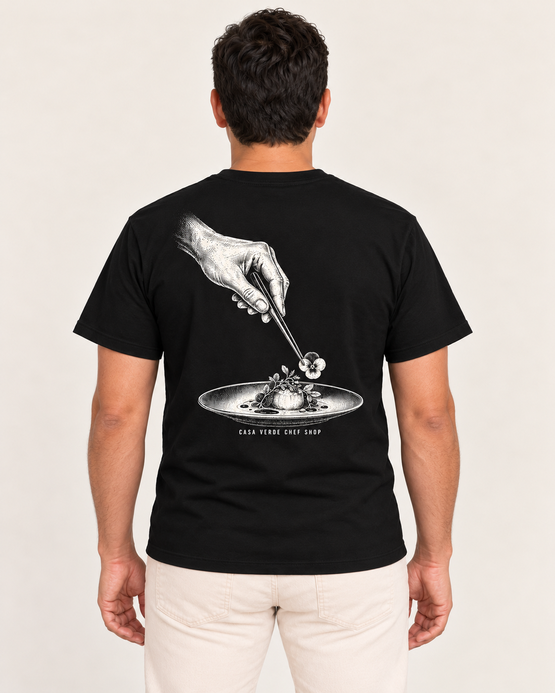 Garnish Matters T-Shirt — AI-generated matching back view. Illustrative garment preview, not a physical sample, exact fit or production proof.