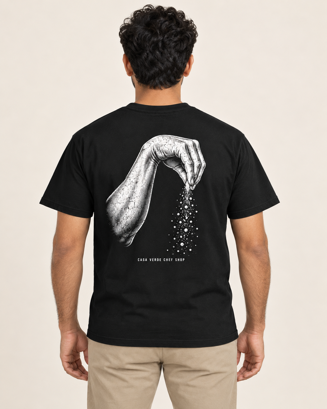 Needs Salt T-Shirt — AI-generated matching back view. Illustrative garment preview, not a physical sample, exact fit or production proof.