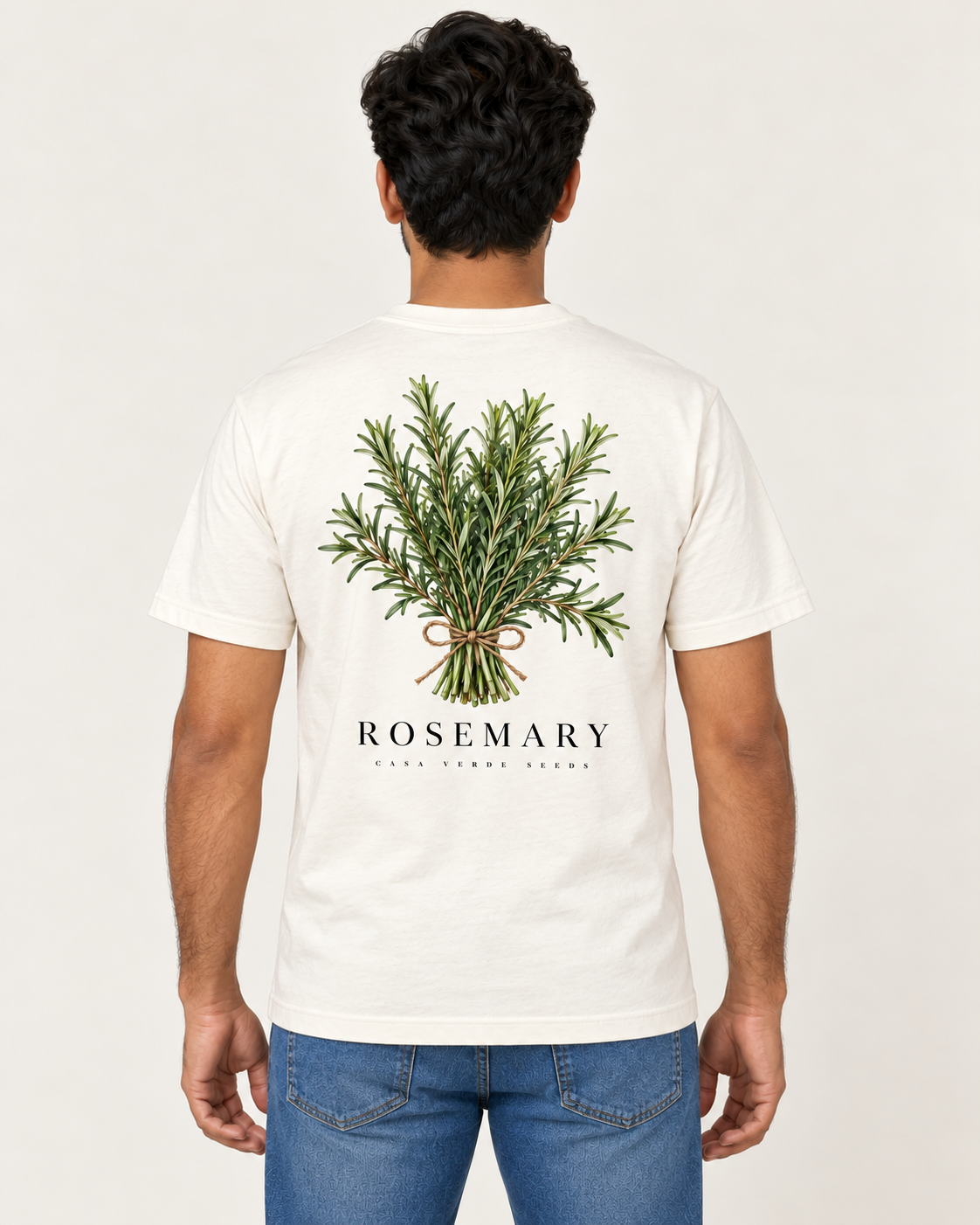Rosemary T-Shirt — AI-generated matching back view. Illustrative garment preview, not a physical sample, exact fit or production proof.