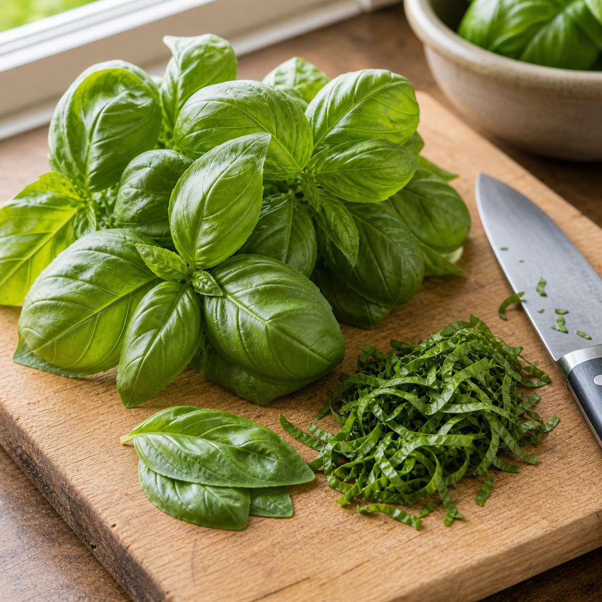 Genovese Basil Seeds kitchen prep