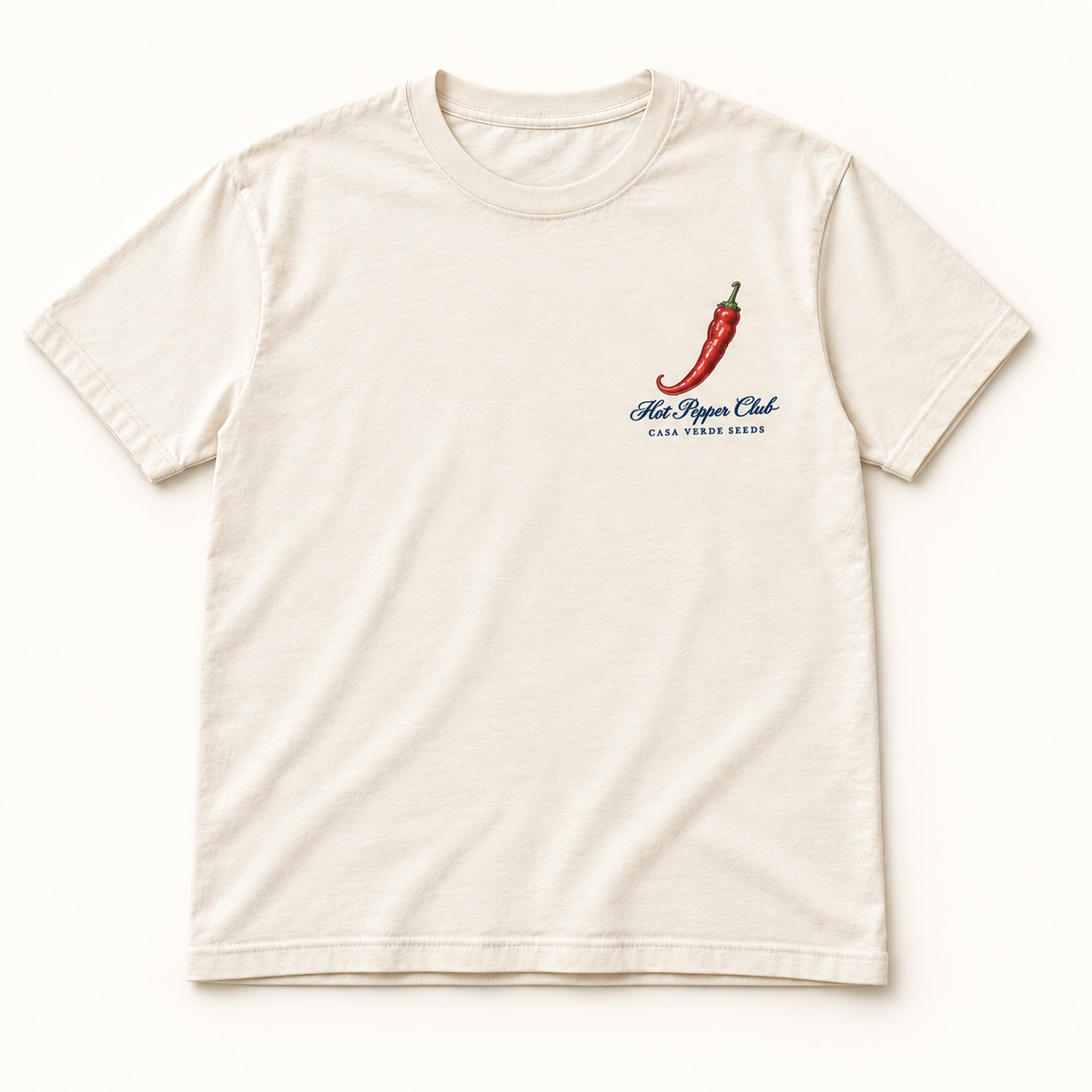 Hot Pepper Club T-Shirt — Individual shirt front view. Illustrative design preview; final fit and print placement may vary.
