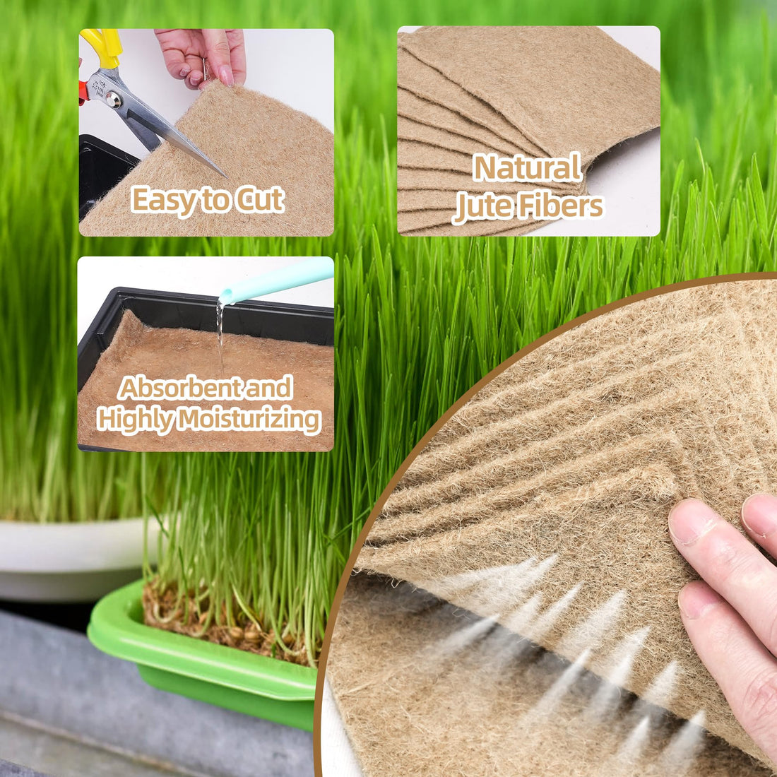 Jute Microgreen Grow Mats Canada | Hydroponic Pads for All Microgreens - jute grow mat 10x20 microgreen tray ebb and flow.