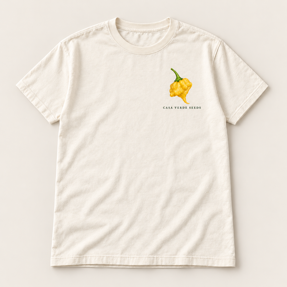Peppers Botanical T-Shirt — Individual shirt front view. Illustrative design preview; final fit and print placement may vary.