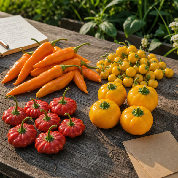 Rare Pepper Collector Pack with Aji Amarillo Charapita Rocoto Yellow and Brazilian Starfish peppers