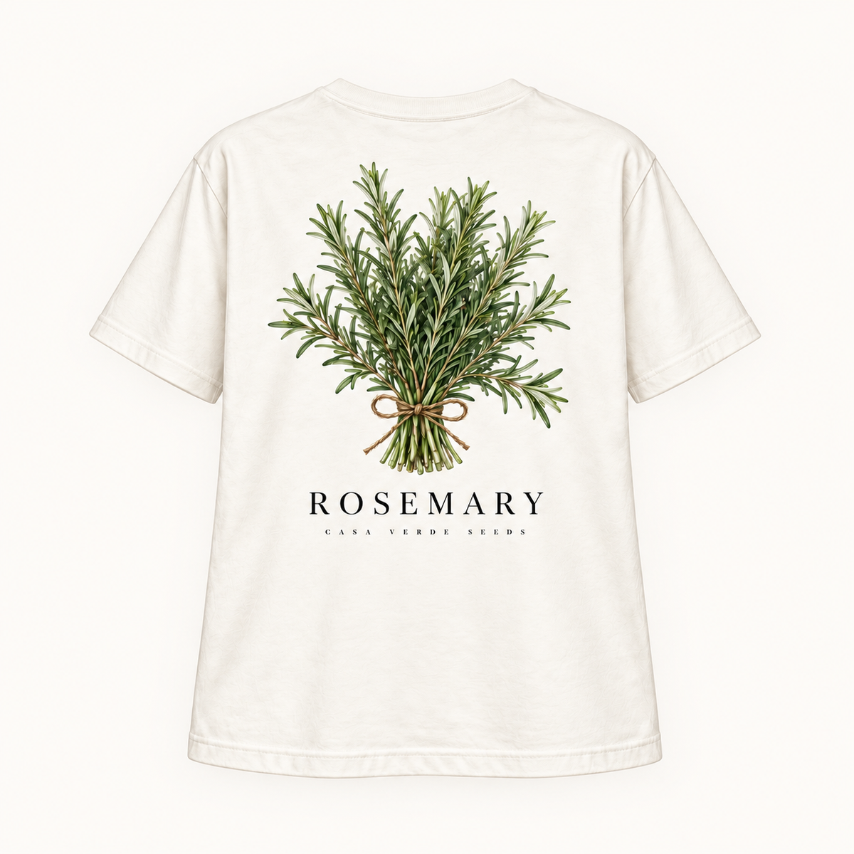 Rosemary T-Shirt — Individual shirt back view. Illustrative design preview; final fit and print placement may vary.