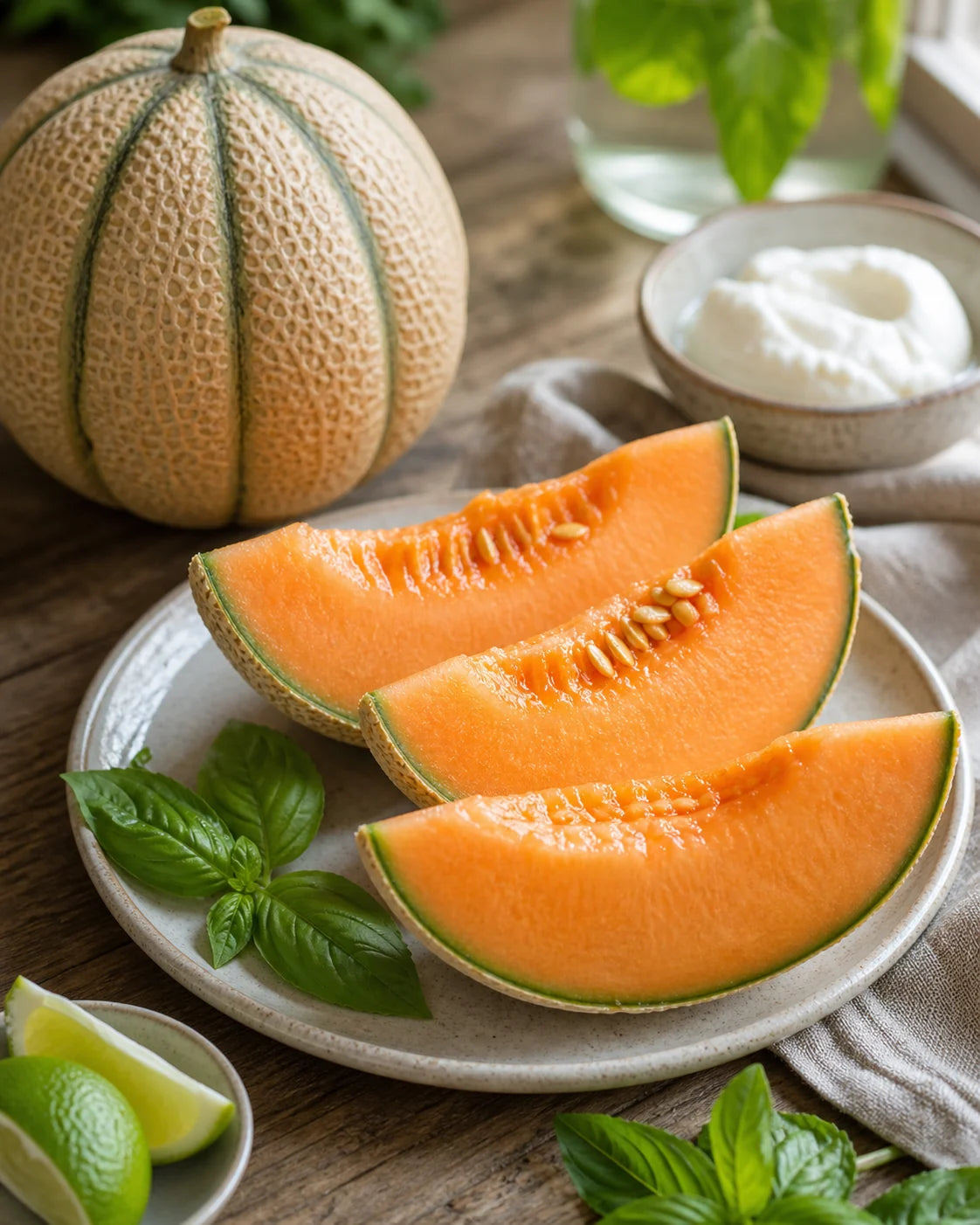 Tirreno F1 Organic melon slices served fresh with orange flesh