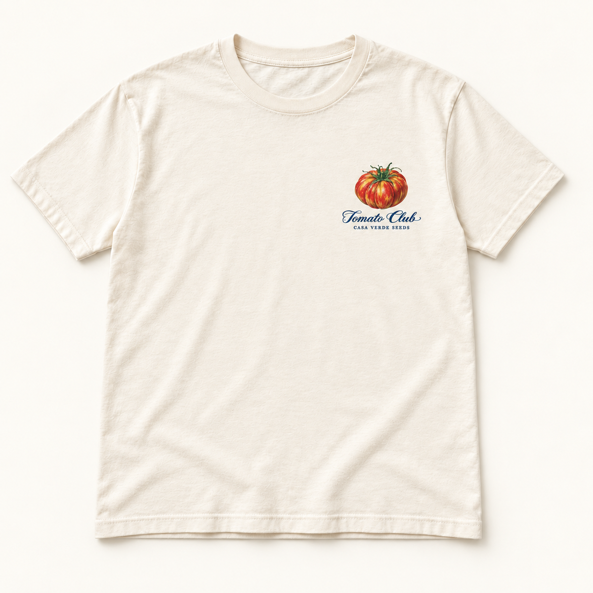 Tomato Club T-Shirt — Individual shirt front view. Illustrative design preview; final fit and print placement may vary.